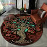 Viking Valknut Yggdrasil Round Rug  Nordic Tree Of Life Carpet  Mythic NonSlip Floor Mat 17