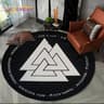 Viking Valknut Yggdrasil Round Rug  Nordic Tree Of Life Carpet  Mythic NonSlip Floor Mat 25