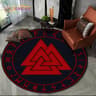 Viking Valknut Yggdrasil Round Rug  Nordic Tree Of Life Carpet  Mythic NonSlip Floor Mat 28