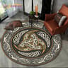 Viking Valknut Yggdrasil Round Rug  Nordic Tree Of Life Carpet  Mythic NonSlip Floor Mat 29