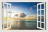 3D Blue Beach Window View Wall Sticker  Tropical Sea Landscape Decal  SelfAdhesive Nature Wallpaper 11