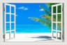 3D Blue Beach Window View Wall Sticker  Tropical Sea Landscape Decal  SelfAdhesive Nature Wallpaper 12