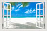 3D Blue Beach Window View Wall Sticker  Tropical Sea Landscape Decal  SelfAdhesive Nature Wallpaper 13