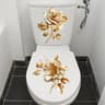 Golden Floral Toilet Decal Set  2Piece Waterproof Bathroom Decor  Elegant SelfAdhesive Sanctuary Ar 10