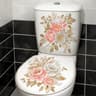 Golden Floral Toilet Decal Set  2Piece Waterproof Bathroom Decor  Elegant SelfAdhesive Sanctuary Ar 6