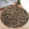 Brown Leopard Round Carpet  Premium Animal Fur Pattern Rug  Executive Living Room  Bedroom Sanctuar 7