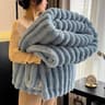 Thickened Wide Striped Multifunctional Blanket  Soft Bed Coverlet 8