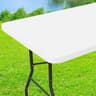 Fitted Elastic Spandex Stretch Tablecloth FormFitting White Cover For 6ft Rectangle  Round Tables 7