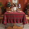 Christmas Green Plaid Ruffled Tablecloth Washable AntiStain Table Cover For Kitchen  Holiday Weddin 11