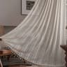 Boho Crochet Lace SemiSheer Window Curtain Panel Hollow Knitted Drapery With Tassels For Living Roo 8