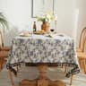 Blue Bohemian Floral Tassel Tablecloth DustProof Rectangle Fabric Cover For Kitchen  Holiday Party 7