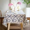 Blue Bohemian Floral Tassel Tablecloth DustProof Rectangle Fabric Cover For Kitchen  Holiday Party 15