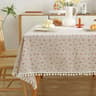 Blue Bohemian Floral Tassel Tablecloth DustProof Rectangle Fabric Cover For Kitchen  Holiday Party 11
