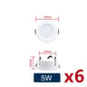 6Piece Recessed Round LED Downlight Set AC110V220VDC12V24V Ceiling Spotlight Pack 6
