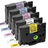 5Pack 12mm TZe Compatible Laminated Label Tape Set For Brother Ptouch 8