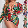 Womens 3Piece Plus Size Split Swimsuit Set With Digital Print Mesh Gauze Smock 6