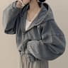 Korean Lazy Chic Autumn Retro Hooded Denim Jacket Loose Casual Short Light Jean Coat 8