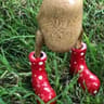 WoodGrain Duck Figurine With Rain Boots Whimsical Dotted Garden  Home Decor Sculpture 7