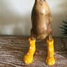WoodGrain Duck Figurine With Rain Boots Whimsical Dotted Garden  Home Decor Sculpture 6