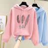 Womens Feather Printed Fleece Hoodie Autumn Winter Casual Loose Pullover Sweatshirt 6