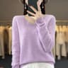 Womens 100 Pure Wool Cashmere VNeck Sweater Casual Knit Pullover Top 18