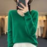 Womens 100 Pure Wool Cashmere VNeck Sweater Casual Knit Pullover Top 17