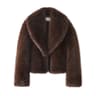 Womens Faux Fox Fur Shawl Collar Cropped Jacket Vintage Chic Winter Overcoat 6
