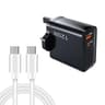 65W GaN charger PD 65W charger USB-C charger with QC4.0 fast charger, Type-C cable, UK Plug for Laptop & Phone