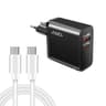 65W GaN PD USB-C Fast Charger EU Plug with QC4.0 Cable