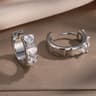 Korean Style Hoop Earrings With Square Crystal Inlay For Women 8