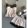Lace V Neck Pajama Shorts Sleepwear Set 6