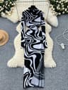 Geometric Print Zippered Bodycon Party Dress 3