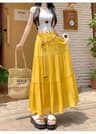 Boho Cotton Linen Slimming Midi Skirt 9