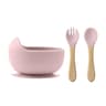 3 Piece Wood And Silicone Kids Feeding Bowl Set 10