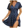 Floral Summer Dress For Women V Neck Knee Length Casual Tie Waist Dress 4
