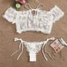 Floral Embroidery Lace Lingerie Set For Women Off Shoulder Sheer Bra And Thong 4