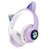 Cat Ear Bluetooth Headphones with LED Lights Wireless Gaming Headset and HD Mic
