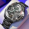 Mens Skeleton Automatic Watch Stainless Steel Water Resistants