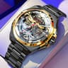 Mens Skeleton Automatic Watch Stainless Steel Water Resistants