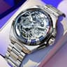 Mens Skeleton Automatic Watch Stainless Steel Water Resistants