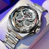 Mens Skeleton Automatic Watch Stainless Steel Water Resistants