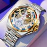 Mens Skeleton Automatic Watch Stainless Steel Water Resistants