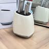 Stainless Steel Kitchen Knife Set With Black And Cream Storage Block 0