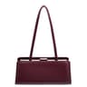 Wine Red PU Leather Shoulder Bag With Shiny Finish And Adjustable Strap 5