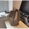 Womens Solid Color Bucket Shoulder Bag With Adjustable Crossbody Strap 5