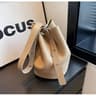 Womens Solid Color Bucket Shoulder Bag With Adjustable Crossbody Strap 3