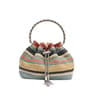 Vintage Womens Shoulder Bag With Blue And White Stripes And Bow Detail 2