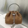 Vintage Womens Shoulder Bag With Blue And White Stripes And Bow Detail 4