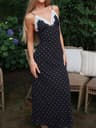 Tossy Lace V Neck Maxi Dress Women Backless Slim Party Dress