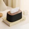 Auto Lift Spring Tissue Dispenser With Wooden Lid Stylish Cream Tissue Box Cover For Home Decor 7